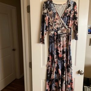 Long sleeve maternity maxi dress